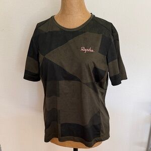 Rapha sz L Olive and Black Patterned women’s Tee great pre owned condition